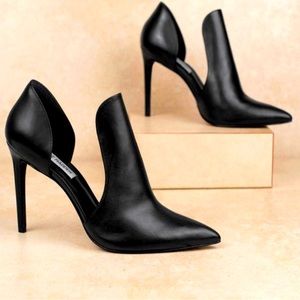 Steve Madden Womens Dolly Leather Pointed Toe Classic, Black